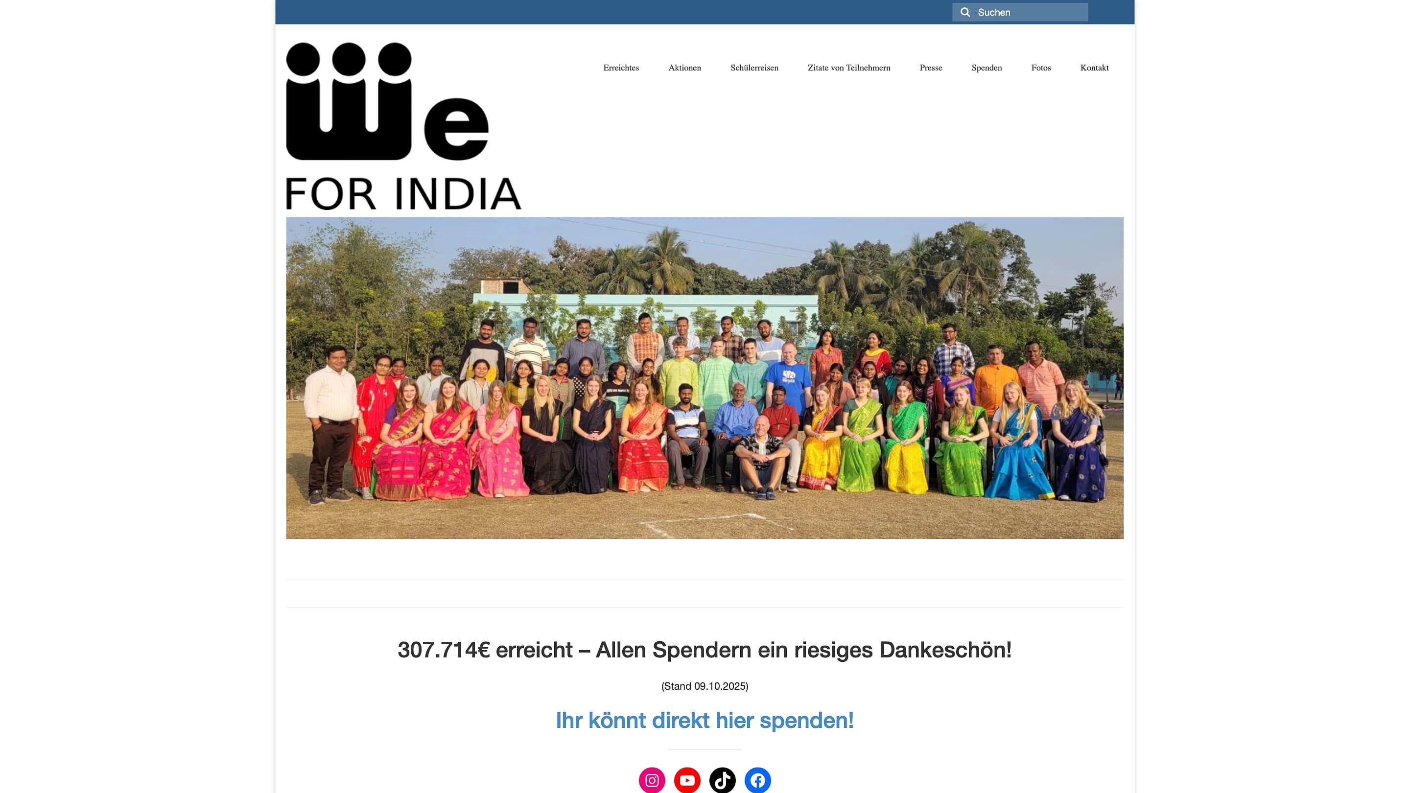 Vorher: Screenshot von We for India